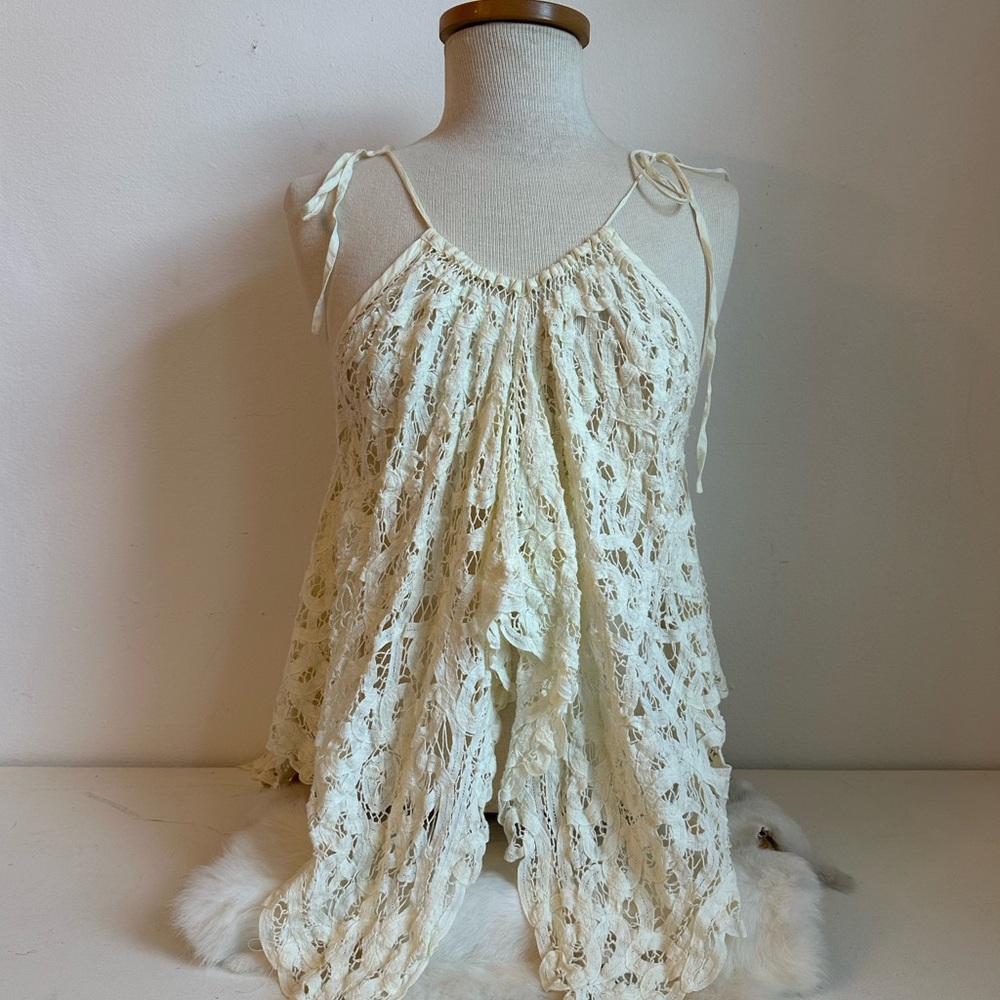 Free People Cream Lace Halter Top - Picture 3 of 13